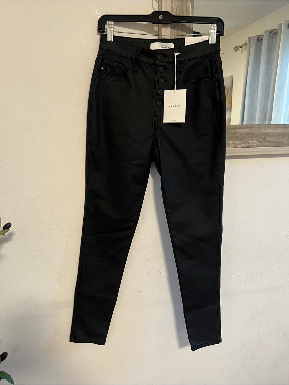 KanCan Black Skinny High-Rise Button-Fly Jeans